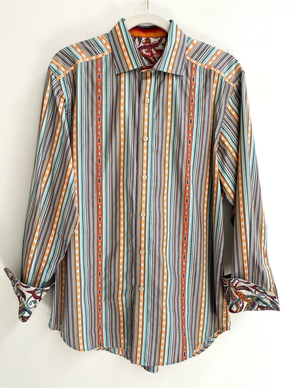 Robert Graham Pomsford sport button up shirt shirt multicolor striped paisley M